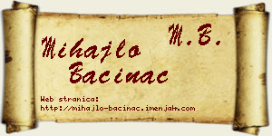 Mihajlo Baćinac vizit kartica